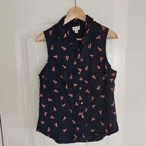 Clarks Blue Sleeveless Notched Collar Blouse